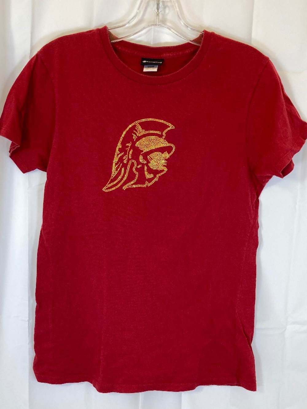 Champion USC Trojans Womens Shirt Sz XL Rhinestud Tommy Trojan Short Sleeve